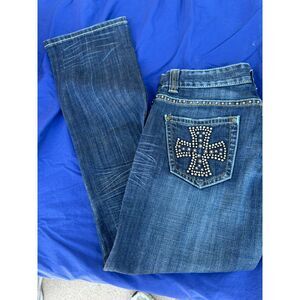 Rock & Roll Cowgirl Women’s Embellished Cross Jeans – Size 28x32